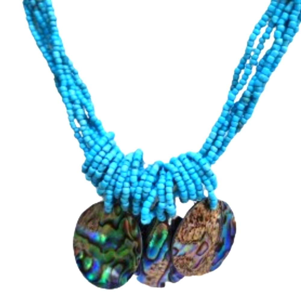 Handmade Seed bead and Abalone‎ necklace NWOT